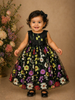 Black Floral Designed Party Gown for Girls