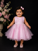 Light Pink Net Frock Embellished with Floral Laces and Pearl Beads