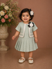 Light Green Texture Frock with 3D Flowers