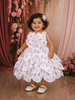Ivory Floral Printed Design Shimmer Layered Party Wear Kids Frock