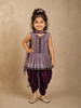 Wine Purple Embroidered Design Synthetic Kids Patiala Salwar Suit With Dupatta