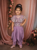Lavender Floral Sequins and Beads Embroidered Net Lehenga