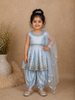 Powder Blue Floral Embroidered Design Satin Kids Patiala Salwar Suit With Dupatta