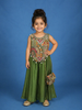 Green Floral Printed Gerogette  Palazzo Salwar Suit for Girls