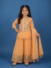 Peach Mirror Work Georgette Kids Palazzo Suit
