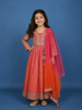 Orange Floral Sequins Embroidered Silk Kids Lehenga With Dupatta