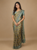 Yellow Floral Designed Semi Silk Saree