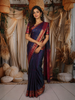 Dual Tone Purple and Teal Butta Zari Woven Design Pure Kanchipuram Silk Saree With Contrast Double Zari Border