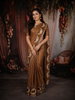 Mustard Yellow Striped Design Tussar Saree with Cow Motif Border
