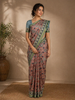 Light Orange Floral Designed Semi Silk Saree