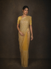 Radiant Marigold Yellow Heavy Sequins Embroidered Design Net Designer Saree with Designer Border