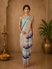 Multicolor Striped Woven Design Pure Crepe Silk Saree with Contrast Temple Border