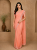 Peach Sequins Design Satin Saree