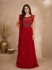 Red Gown with Sequins, Beads, Stripes and Ruffles