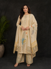 Mustard Yellow Georgette Straight Cut Salwar Suit for Women Adorned with Floral Prints and Mirrorwork, Paired with Dupatta