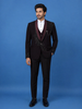 Wine Embellished Satin Men's Suit with Leaf Sequin Work
