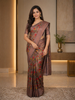 Light Copper Floral Designed Soft Silk Saree