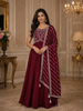 Maroon Floral Embroidered Design Georgette Gown
