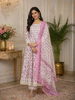 White and Purple Paisley Floral Printed Cotton Salwar Suit Set