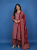 Red Floral Design Printed Cotton Salwar Suit