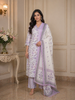 Lavender Floral Printed Cotton Salwar Suit Set