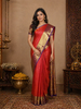 Red Geometric Diamond Woven Design Pure Kanchipuram Silk Saree