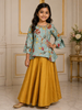 Aqua Blue Floral Printed Cotton Palazzo Suit
