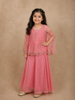 Soft Blush Coral Pink Sequins and Beads Embroidered Design Georgette Kids Palazzo Suit