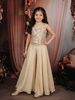 Champagne Beige Heavy Sequins and Beads Embroidered Design Satin Kids Palazzo Suit with Choker  Dupatta