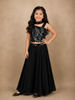 Classic Black Heavy Sequins and Beads Embroidered Design Satin Kids Palazzo Suit with Choker  Dupatta