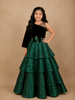 Black Gown Enhanced in Floral Designs
