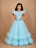 Sky Blue Gown Embellished in Sequins with Frilled Bottom