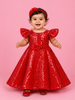 Scarlet Red Gown Embellished in Full Sequins with Flower Design