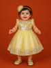 Light Yellow Net Gown Embellished with Sequins and attached Bow