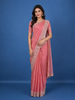Dusty Rose Pink Sequins Design Organza Silk Saree With Floral Embroidered Border