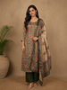 Grey Abstract Print Tissue Straight Cut Salwar Suit