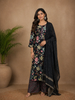 Navy Blue Floral Designed Cotton Salwar Suit