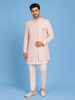 Baby Pink Sequin Embroidered Ikart Sherwani Suit