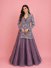 Lavender Sangeet Lehenga Embellished with Floral Embroidery Designs Paired with Overcoat