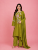 Green Floral Designed Tissue Organza Salwar Suit