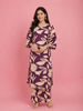 Purple Floral Design Printed Satin Salwar Suit