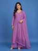Lavender Purple Sequins Embroidery Cotton Salwar Suit
