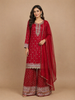 Red Floral Designed Georgette Salwar Suit