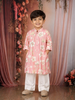 Light Pink Floral Woven Design Cotton Kids Kurta Set