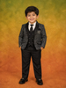 Black Kids Coat Suit Adorned with Glitters and Stripes Design with Tie