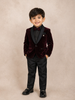 Burgundy Kids Coat Suit Plain Design Attached with Bow