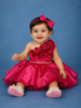 Queen Pink One-Shoulder Organza Kids Party Frock With 3D Floral Appliqué