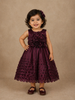 Wine Embellished Design Satin Kids Gown with 3D Rose Appliqué