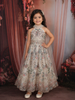 Soft Ivory Cream Floral Sequins Embroidered Design Net Kids Lehenga With Dupatta