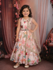 Light Pink Floral Printed Design Satin Kids Lehenga Paired with Dupatta